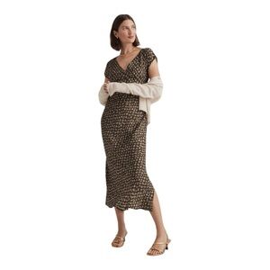 Madewell Wide V-Neck Midi Dress in Expedition Green Purple Silky Body Skims